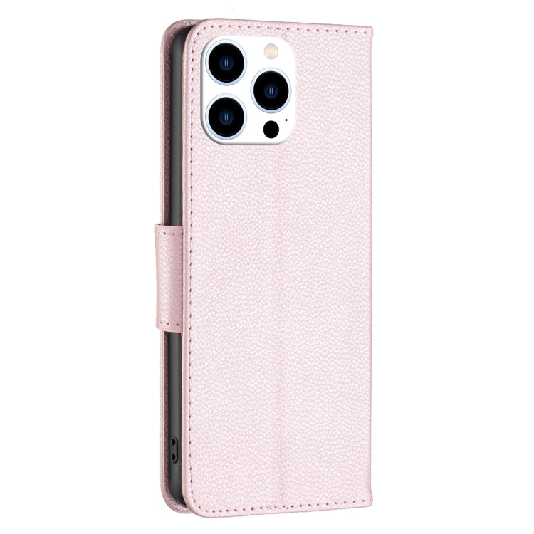 For iPhone 16 Pro Max Litchi Texture Pure Color Flip Leather Phone Case(Rose Gold) - iPhone 16 Pro Max Cases by buy2fix | Online Shopping UK | buy2fix