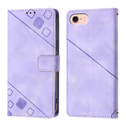 For iPhone SE 2024 Skin-feel Embossed Leather Phone Case(Light Purple) - More iPhone Cases by buy2fix | Online Shopping UK | buy2fix