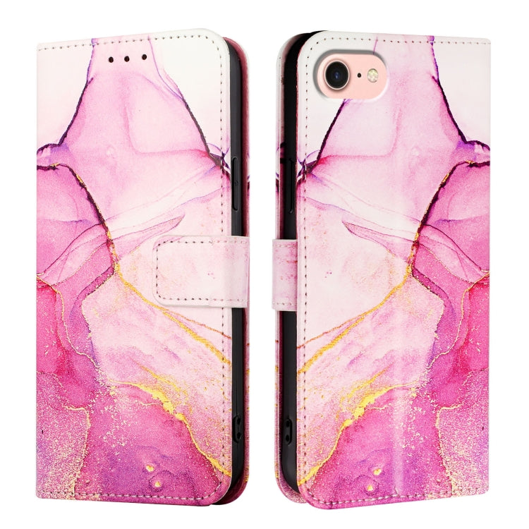 For iPhone SE 2024 PT003 Marble Pattern Flip Leather Phone Case(Pink Purple Gold LS001) - More iPhone Cases by buy2fix | Online Shopping UK | buy2fix