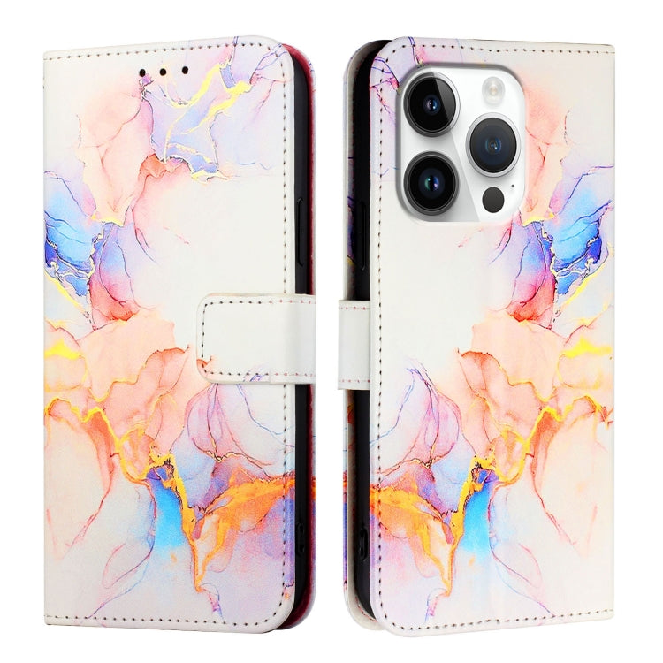 For iPhone 16 Pro PT003 Marble Pattern Flip Leather Phone Case(Galaxy Marble White LS004) - iPhone 16 Pro Cases by buy2fix | Online Shopping UK | buy2fix