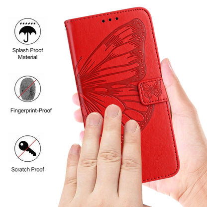 For iPhone SE 2024 Embossed Butterfly Leather Phone Case(Red) - More iPhone Cases by buy2fix | Online Shopping UK | buy2fix