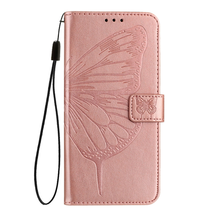 For iPhone 16 Pro Max Embossed Butterfly Leather Phone Case(Rose Gold) - iPhone 16 Pro Max Cases by buy2fix | Online Shopping UK | buy2fix