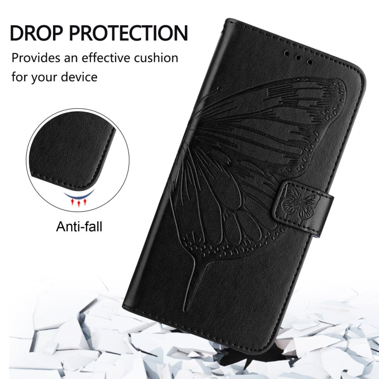 For iPhone 16 Pro Embossed Butterfly Leather Phone Case(Black) - iPhone 16 Pro Cases by buy2fix | Online Shopping UK | buy2fix