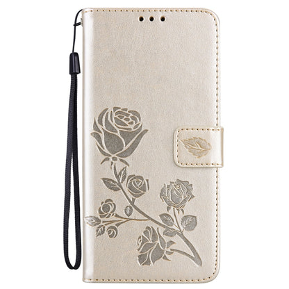 For Xiaomi Redmi A3 Rose Embossed Flip PU Leather Phone Case(Gold) - Xiaomi Cases by buy2fix | Online Shopping UK | buy2fix