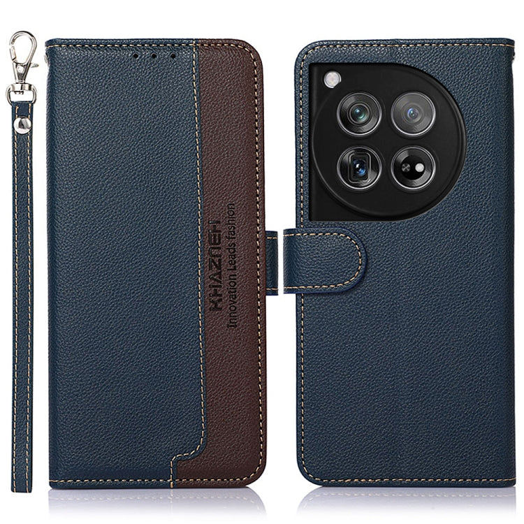 For OnePlus 12 KHAZNEH Litchi Texture Leather RFID Phone Case(Blue) - OnePlus Cases by buy2fix | Online Shopping UK | buy2fix