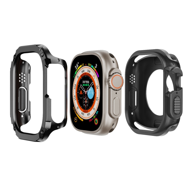 For Apple Watch Ultra 49mm 2-in-1 PC Hybrid TPU Armor Watch Case(Black) - Watch Cases by buy2fix | Online Shopping UK | buy2fix