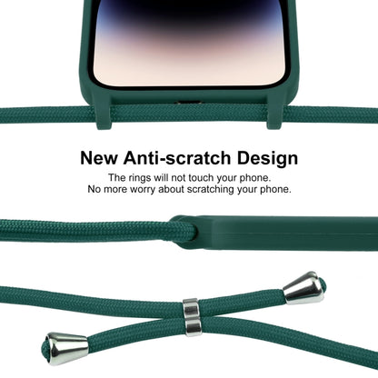 For iPhone 16 Crossbody Lanyard Liquid Silicone Case(Pine Needle Green) - iPhone 16 Cases by buy2fix | Online Shopping UK | buy2fix