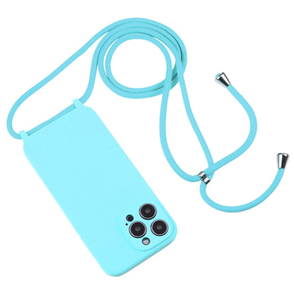 For iPhone 16 Pro Max Crossbody Lanyard Liquid Silicone Case(Ice Blue) - iPhone 16 Pro Max Cases by buy2fix | Online Shopping UK | buy2fix