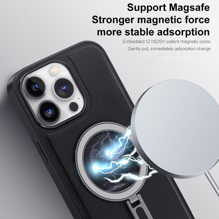 For iPhone 14 Pro Max MagSafe Magnetic Holder Phone Case(Black) - iPhone 14 Pro Max Cases by buy2fix | Online Shopping UK | buy2fix