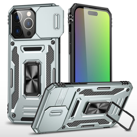 For iPhone 16 Pro Max Armor PC + TPU Camera Shield Phone Case(Grey) - iPhone 16 Pro Max Cases by buy2fix | Online Shopping UK | buy2fix