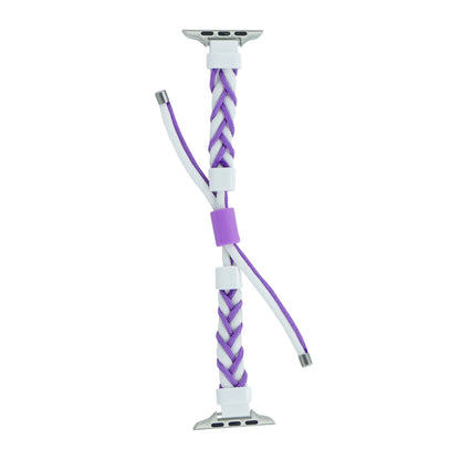 Silicone Bean Braided Cord Nylon Watch Band For Apple Watch Ultra 49mm(White Purple) - Watch Bands by buy2fix | Online Shopping UK | buy2fix