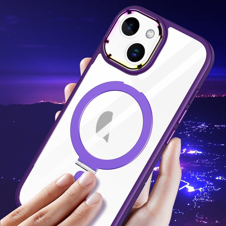 For iPhone 15 Plus MagSafe Magnetic Invisible Holder Phone Case(Dark Purple) - iPhone 15 Plus Cases by buy2fix | Online Shopping UK | buy2fix