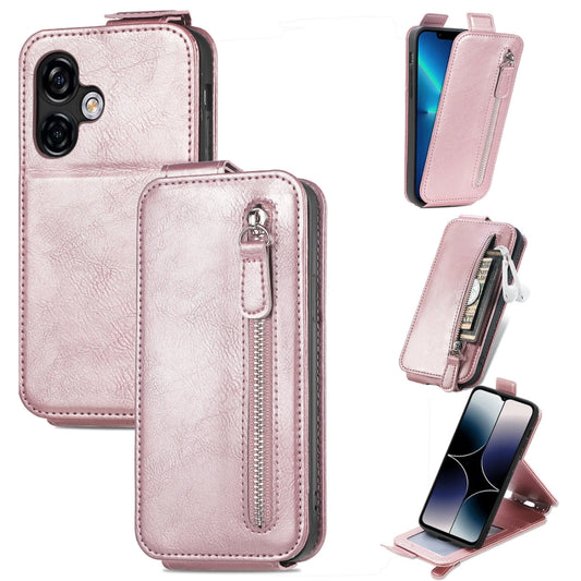 For Ulefone Note 16 Pro Zipper Wallet Vertical Flip Leather Phone Case(Rose Gold) - Ulefone Cases by buy2fix | Online Shopping UK | buy2fix