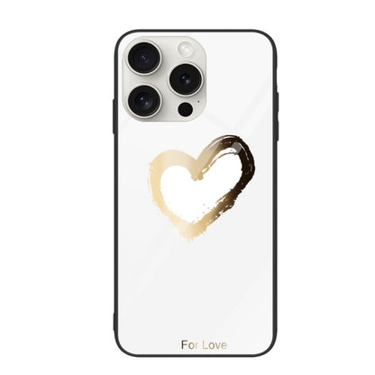 For iPhone 16 Pro Max Colorful Painted Glass Phone Case(Golden Love) - iPhone 16 Pro Max Cases by buy2fix | Online Shopping UK | buy2fix