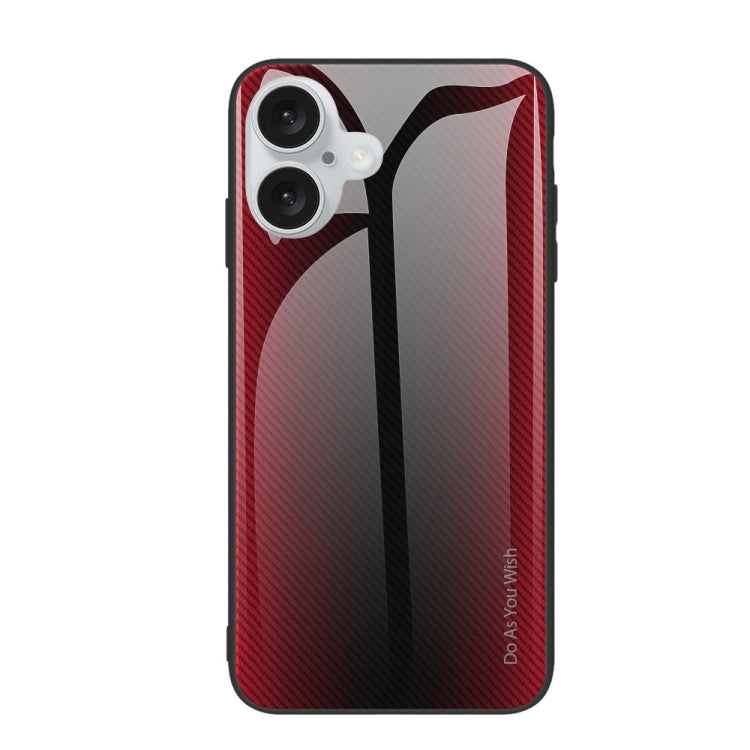 For iPhone 16 Plus Texture Gradient Glass TPU Phone Case(Red) - iPhone 16 Plus Cases by buy2fix | Online Shopping UK | buy2fix