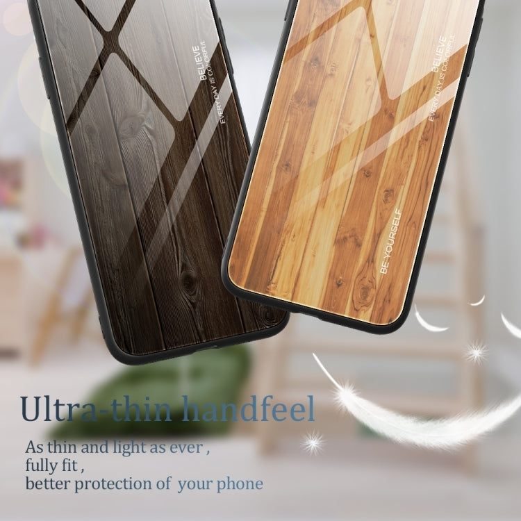 For iPhone 16 Pro Wood Grain Glass Phone Case(Dark Brown) - iPhone 16 Pro Cases by buy2fix | Online Shopping UK | buy2fix