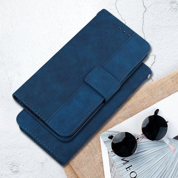 For iPhone 16 Geometric Embossed Leather Phone Case(Blue) - iPhone 16 Cases by buy2fix | Online Shopping UK | buy2fix