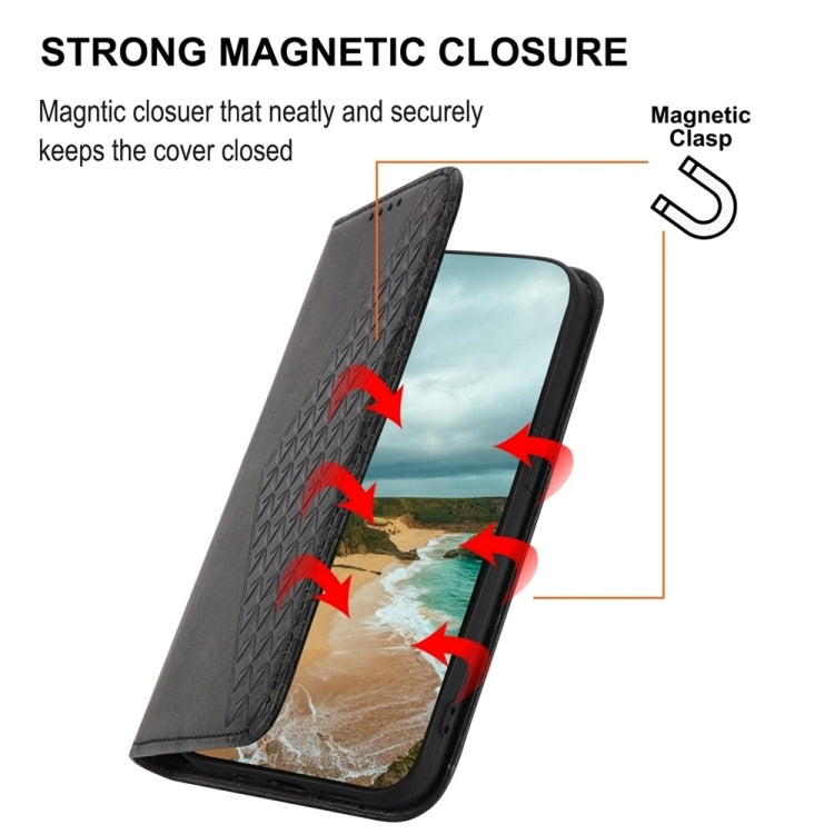 For Xiaomi Redmi Note 13 Pro 5G Cubic Grid Calf Texture Magnetic Leather Phone Case(Black) - Note 13 Pro Cases by buy2fix | Online Shopping UK | buy2fix