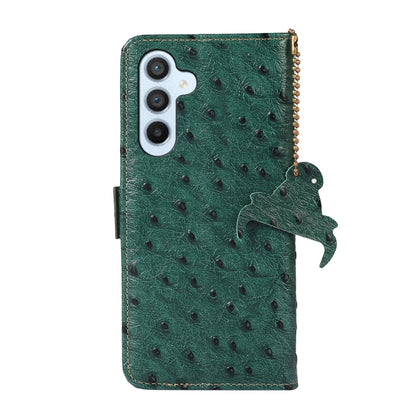 For Samsung Galaxy S23 FE 5G Ostrich Pattern Genuine Leather RFID Phone Case(Green) - Galaxy S23 FE 5G Cases by buy2fix | Online Shopping UK | buy2fix