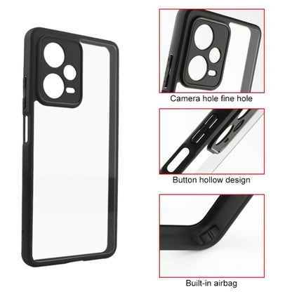 For Xiaomi Redmi Note 12 Pro+ 5G Frosted TPU + Transparent PC Phone Case(Black) - Xiaomi Cases by buy2fix | Online Shopping UK | buy2fix