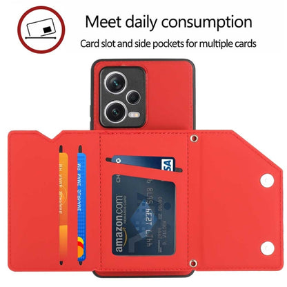 For Xiaomi Redmi Note 12 Pro 5G Skin Feel PU + TPU + PC Card Slots Phone Case(Red) - Xiaomi Cases by buy2fix | Online Shopping UK | buy2fix