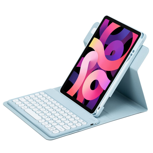 For iPad Air 2022 / iPad Pro 11 2021 Round Button 360 Degree Rotatable Bluetooth Keyboard Leather Case(Sky Blue) - Universal by buy2fix | Online Shopping UK | buy2fix