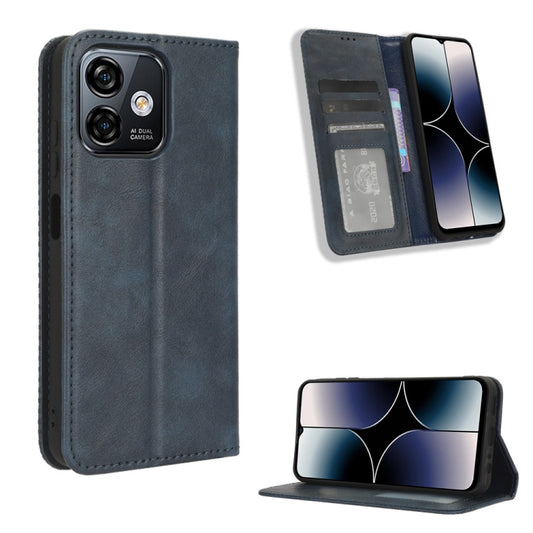 For Ulefone Note 16 Pro Magnetic Buckle Retro Texture Leather Phone Case(Blue) - Ulefone Cases by buy2fix | Online Shopping UK | buy2fix