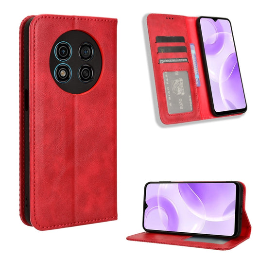 For Ulefone Note 15 Magnetic Buckle Retro Texture Leather Phone Case(Red) - Ulefone Cases by buy2fix | Online Shopping UK | buy2fix