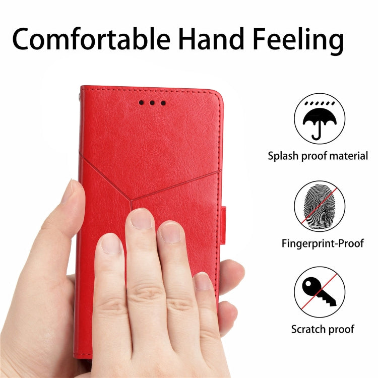 For Google Pixel 9 Pro Y-shaped Pattern Flip Leather Phone Case(Red) - Google Cases by buy2fix | Online Shopping UK | buy2fix