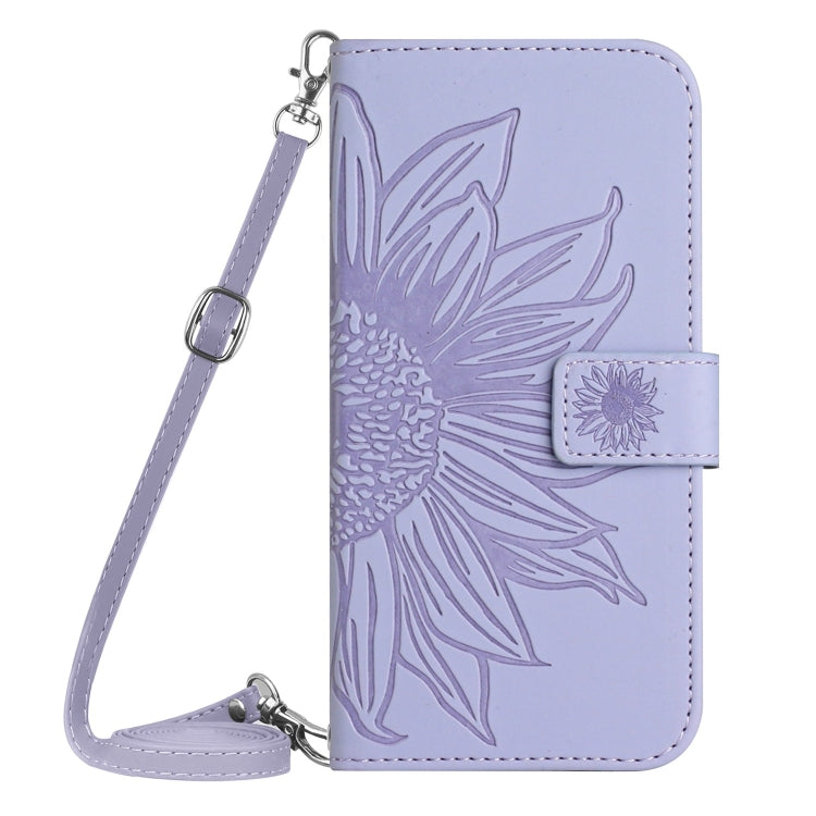 For Google Pixel 9 Pro XL Skin Feel Sun Flower Embossed Flip Leather Phone Case with Lanyard(Purple) - Google Cases by buy2fix | Online Shopping UK | buy2fix