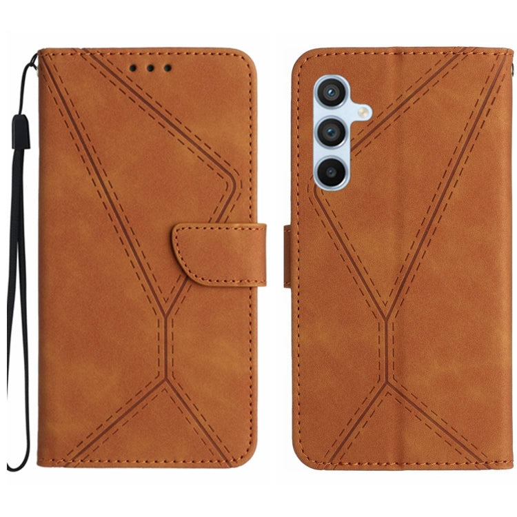 For Samsung Galaxy A15 Stitching Embossed Leather Phone Case(Brown) - Galaxy Phone Cases by buy2fix | Online Shopping UK | buy2fix