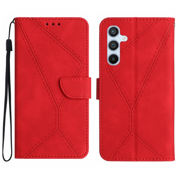 For Samsung Galaxy A35 5G Stitching Embossed Leather Phone Case(Red) - Galaxy Phone Cases by buy2fix | Online Shopping UK | buy2fix