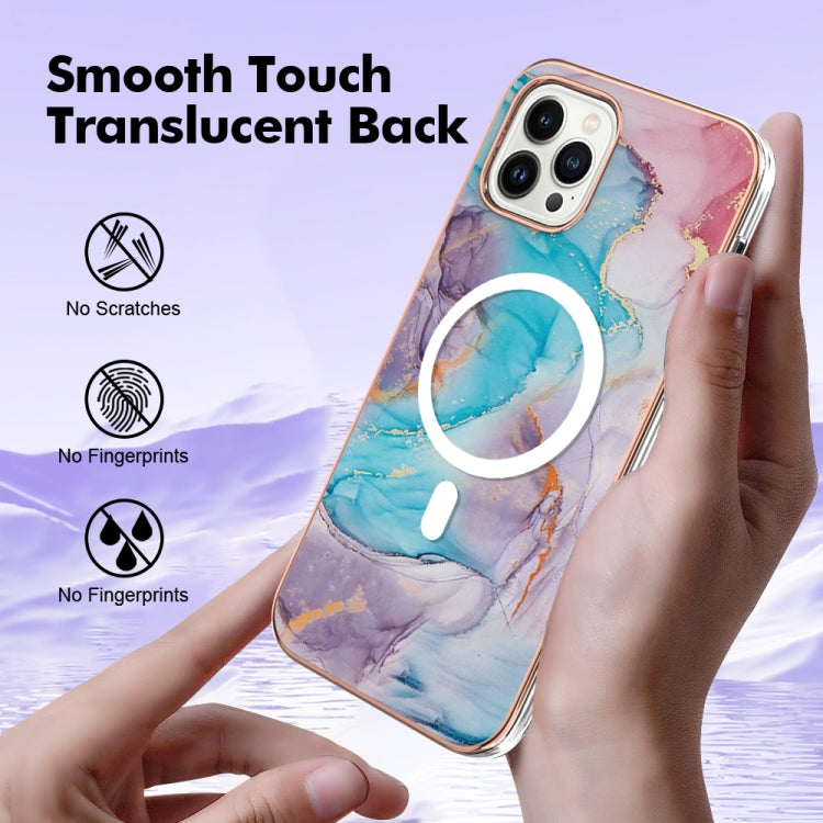 For iPhone 14 Pro Marble Pattern Dual-side IMD Magsafe TPU Phone Case(Blue Marble) - iPhone 14 Pro Cases by buy2fix | Online Shopping UK | buy2fix