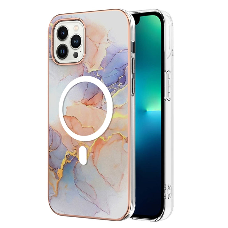 For iPhone 14 Pro Max Marble Pattern Dual-side IMD Magsafe TPU Phone Case(White Marble) - iPhone 14 Pro Max Cases by buy2fix | Online Shopping UK | buy2fix