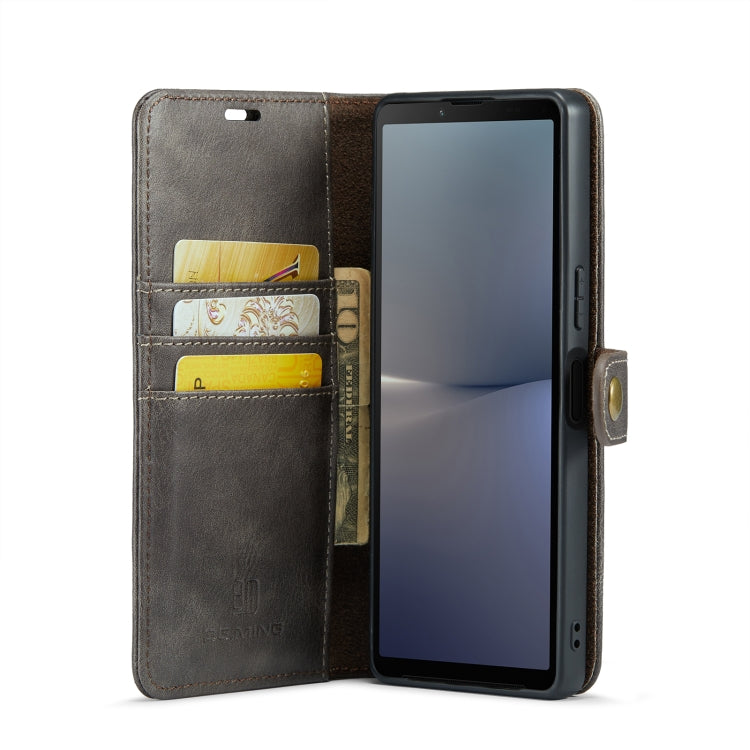 For Sony Xperia 10 V DG.MING Crazy Horse Texture Detachable Magnetic Leather Phone Case(Grey) - Sony Cases by DG.MING | Online Shopping UK | buy2fix