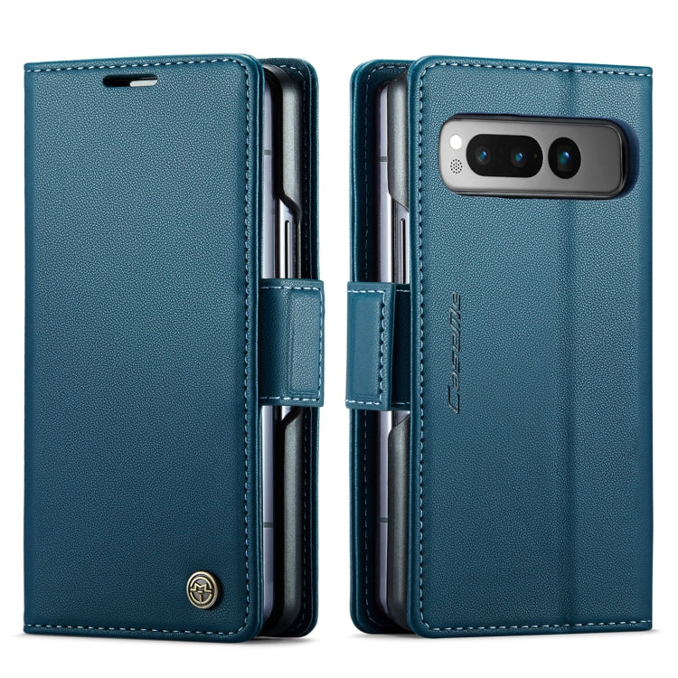 For Google Pixel Fold CaseMe 023 Butterfly Buckle Litchi Texture RFID Anti-theft Leather Phone Case(Blue) - Google Cases by CaseMe | Online Shopping UK | buy2fix