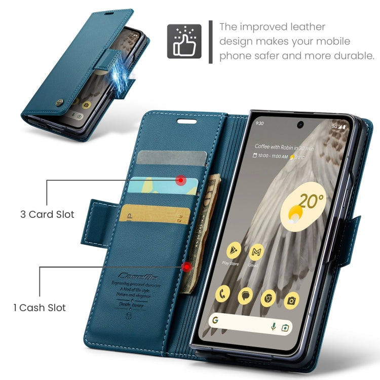 For Google Pixel Fold CaseMe 023 Butterfly Buckle Litchi Texture RFID Anti-theft Leather Phone Case(Blue) - Google Cases by CaseMe | Online Shopping UK | buy2fix