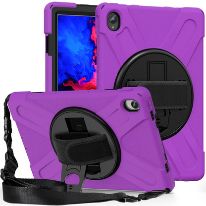 For Lenovo Tab P11 Silicone Hybrid PC Tablet Case with Grip & Shoulder Strap(Purple) - Lenovo by buy2fix | Online Shopping UK | buy2fix