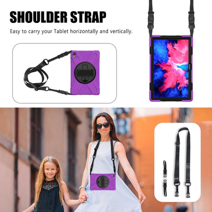 For Lenovo Tab P11 Silicone Hybrid PC Tablet Case with Grip & Shoulder Strap(Purple) - Lenovo by buy2fix | Online Shopping UK | buy2fix