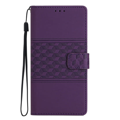 For iPhone 16 Pro Diamond Embossed Skin Feel Leather Phone Case(Purple) - iPhone 16 Pro Cases by buy2fix | Online Shopping UK | buy2fix