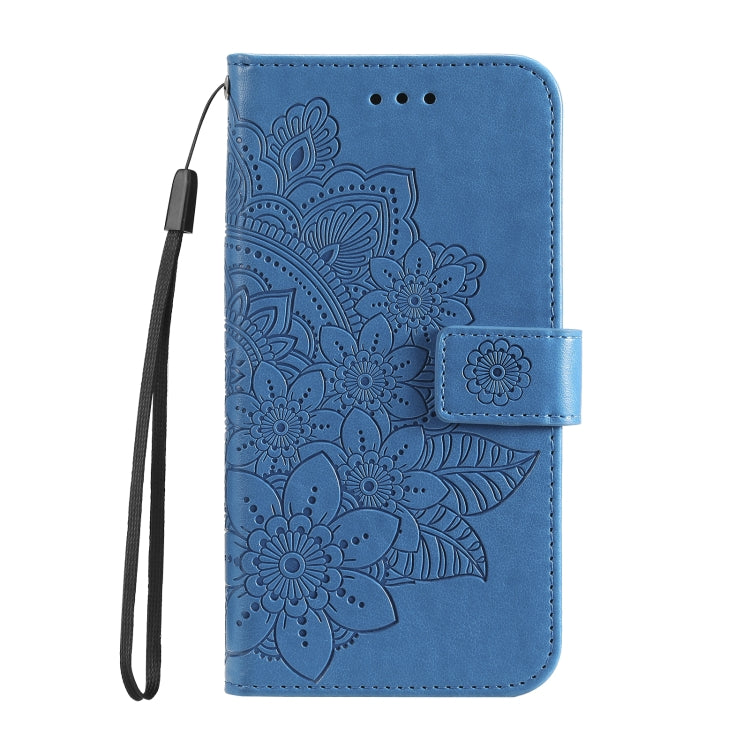 For Samsung Galaxy S24 7-petal Flowers Embossing Leather Phone Case(Blue) - Galaxy S24 5G Cases by buy2fix | Online Shopping UK | buy2fix