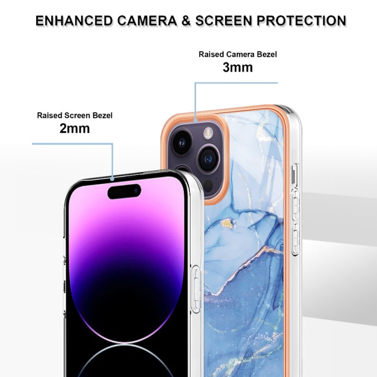 For iPhone 16 Pro Electroplating Marble Dual-side IMD Phone Case(Blue 018) - iPhone 16 Pro Cases by buy2fix | Online Shopping UK | buy2fix