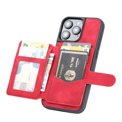 For iPhone 16 Pro Max Skin Feel Dream RFID Anti-theft PU Card Bag Phone Case(Red) - iPhone 16 Pro Max Cases by buy2fix | Online Shopping UK | buy2fix