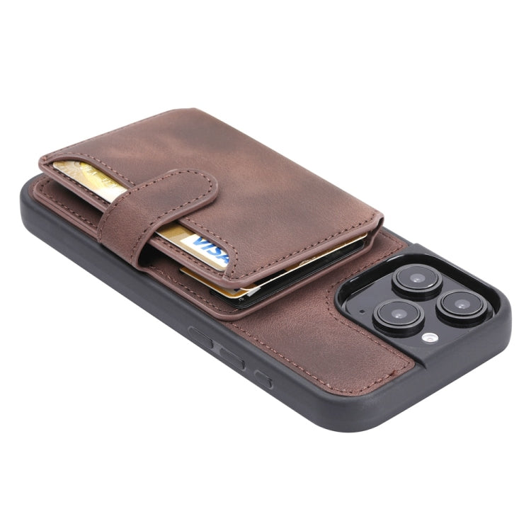 For iPhone 16 Pro Max Skin Feel Dream RFID Anti-theft PU Card Bag Phone Case(Coffee) - iPhone 16 Pro Max Cases by buy2fix | Online Shopping UK | buy2fix