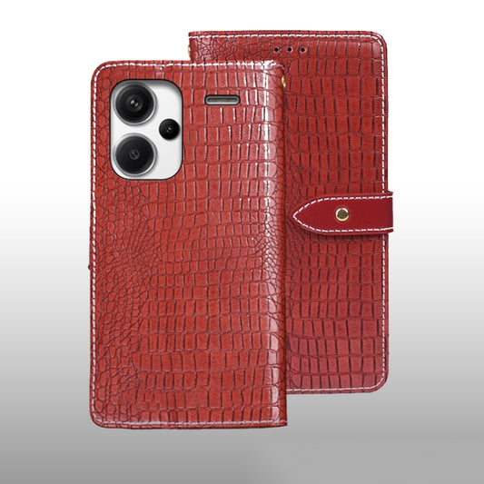 For Xiaomi Redmi Note 13 Pro+ 5G idewei Crocodile Texture Leather Phone Case(Red) - Note 13 Pro+ Cases by idewei | Online Shopping UK | buy2fix
