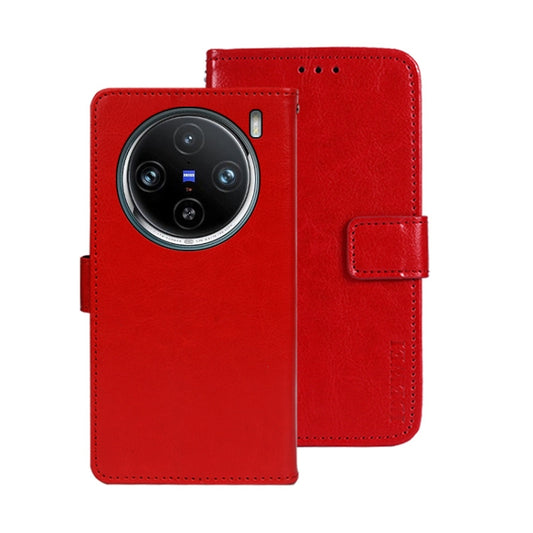 For vivo X100 Pro idewei Crazy Horse Texture Leather Phone Case(Red) - X100 Pro Cases by idewei | Online Shopping UK | buy2fix