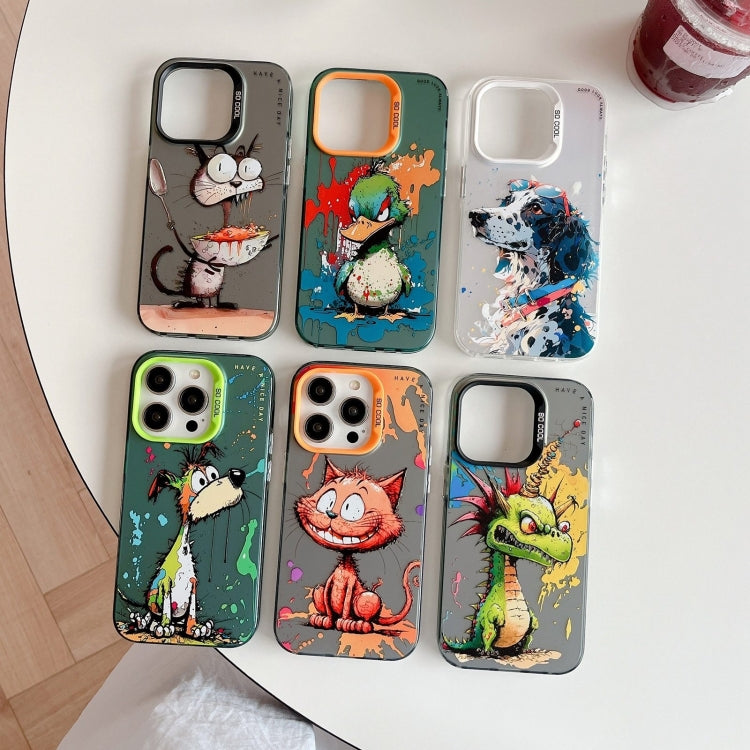 For iPhone 16 Pro Max Animal Pattern Oil Painting Series PC + TPU Phone Case(Happy Mouse) - iPhone 16 Pro Max Cases by buy2fix | Online Shopping UK | buy2fix