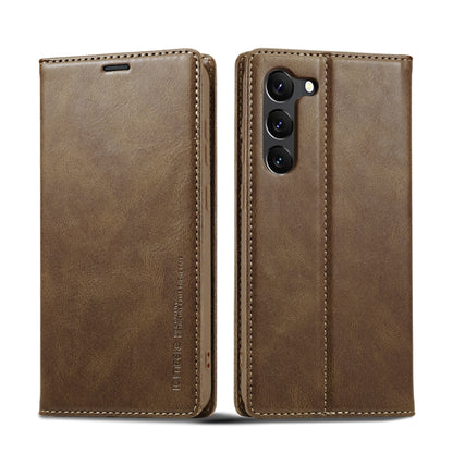 For Samsung Galaxy S24+ LC.IMEEKE RFID Anti-theft Leather Phone Case(Brown) - Galaxy S24+ 5G Cases by LC.IMEEKE | Online Shopping UK | buy2fix