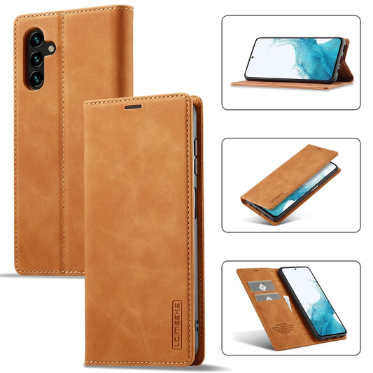 For Samsung Galaxy S23 FE 5G LC.IMEEKE Strong Magnetism Microfiber Leather Phone Case(Brown) - Galaxy S23 FE 5G Cases by LC.IMEEKE | Online Shopping UK | buy2fix