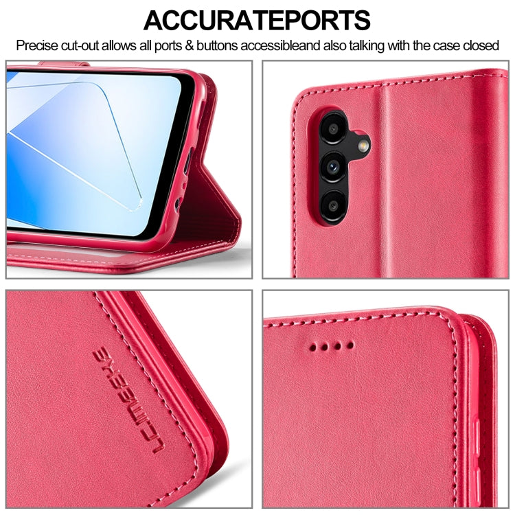 For Samsung Galaxy A55 5G LC.IMEEKE Calf Texture Leather Phone Case(Red) - Galaxy Phone Cases by LC.IMEEKE | Online Shopping UK | buy2fix